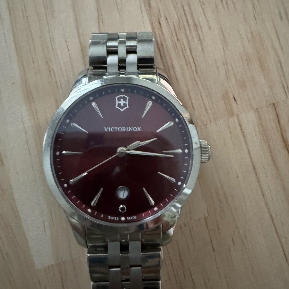 Victorinox Red Dial Silver Band Watch - Only worn a few times
